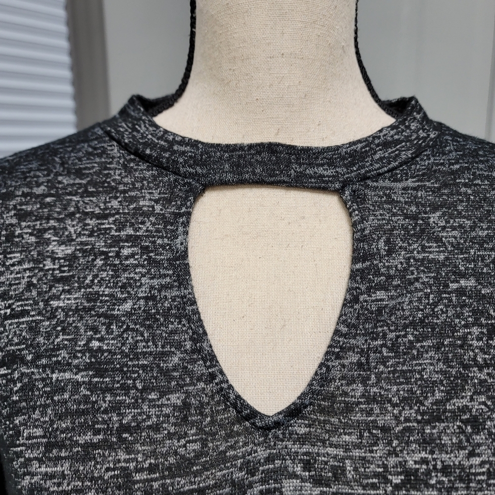 LANE Bryant Fit & Flare Lightweight Knit Mini Dress Marled Black size 14/16 - Picture 2 of 5